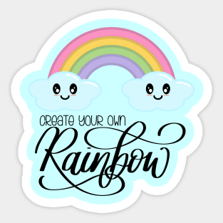 Create Your Own Rainbow with Kawaii Cute Clouds in Blue Sticker